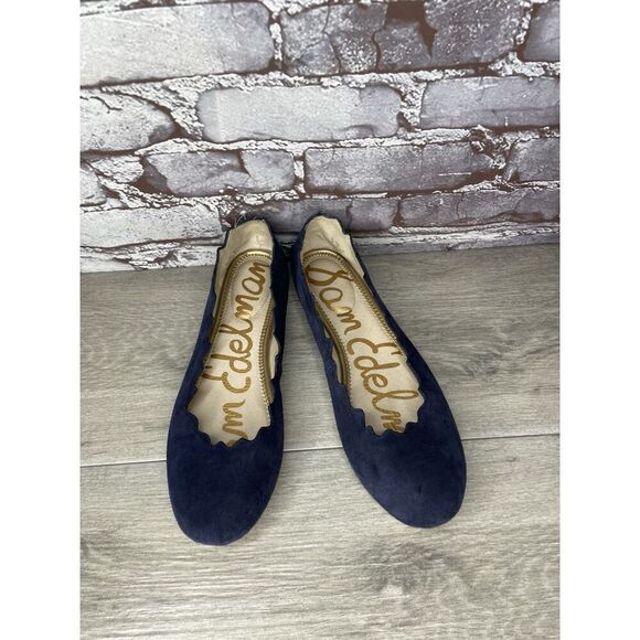 Sam Edelman Frances Blue Suede Leather Slip On Scalloped Flats Women Sz 9M US/39 - Picture 11 of 16